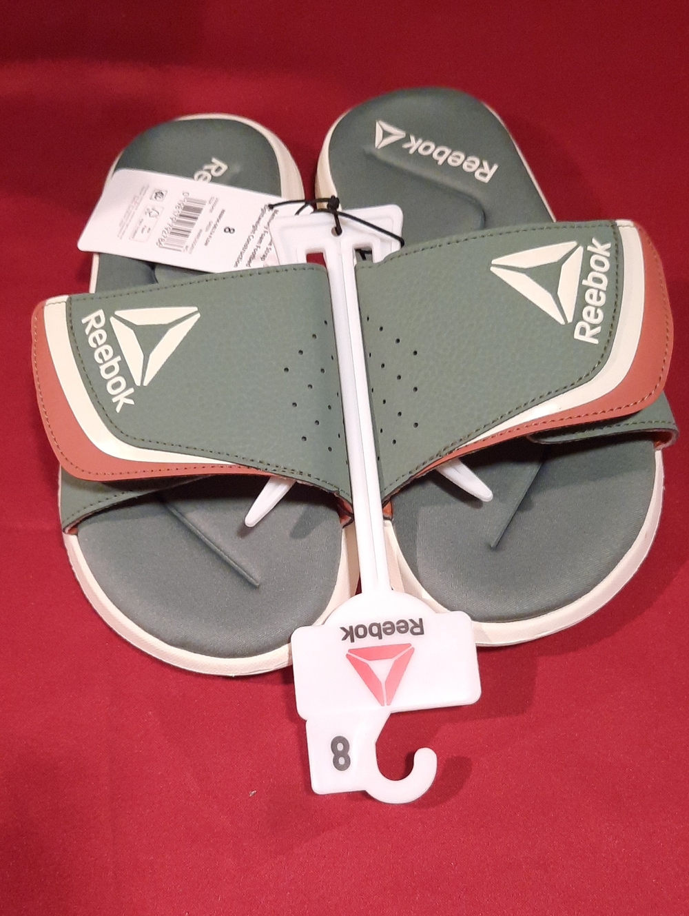 NEW Reebok Delta Flow Slide Sandals Womens Green Adjustable Memory Foam